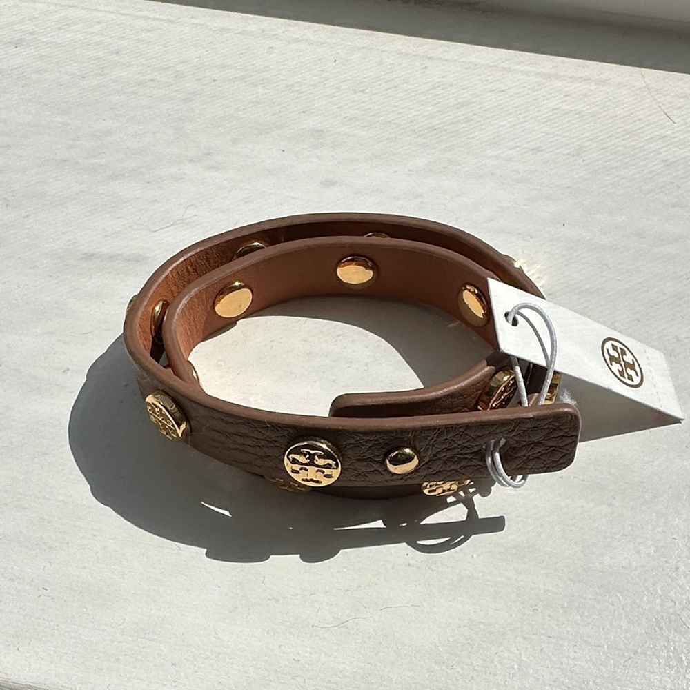 Tory Burch Brown Leather Studded Bracelet